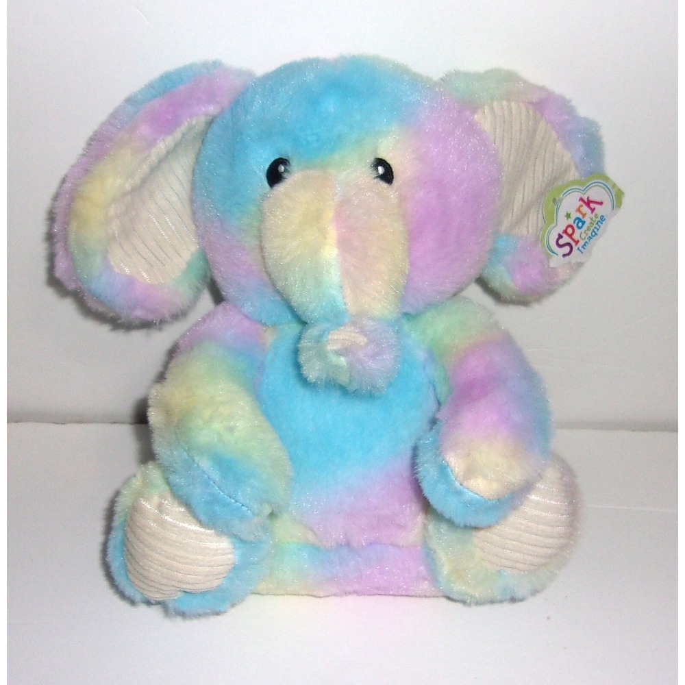 Spark Create Imagine Elephant Multicolor Tie Dye Rattle Crinkle Toy Plush New 9"